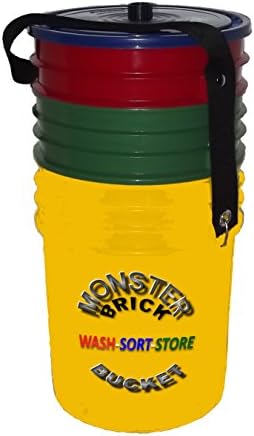 Monster Brick Bucket Wash-Sort-Storage Organizer for Building Block Toys Works with LEGO, Mega Bloks &amp; Other Brands
