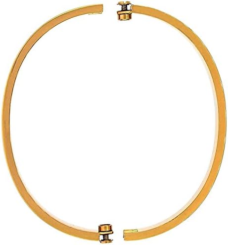 Hello Honey Stainless Steel Screw Head Bangle Bracelet for Women Oval Gold tone 7mm Wide,Yellow Gold,Adjustable Fits 6.5 - 8 inch Wrists (8")