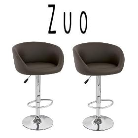 Zuo Leather Adjustable Bar Stool - Brown (Set of 2) 