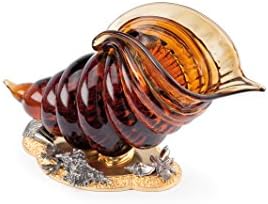 BLUX C125A - Amber crystal cornucopy with a bronze gold and antic silver shells base