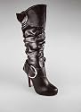 Shirred Double Buckle Leatherette Boot