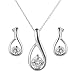 Silver Ladies' Cubic Zirconia Set Loop Pendant and Stud Earrings Set