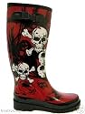 Red Skull Goth Emo Wellies Wellington Boots