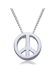 Fairymorning®18 Inches 925 Sterling Silver Anti-war Peace Sign Symbols