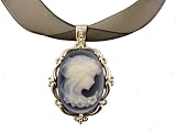 Sterling Silver Vintage Style Agate Cameo Ribbon Necklace-Vanessa Carlton