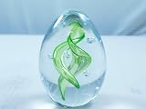 Murano Design Green Spiral Helix Egg Paperweight PW-853