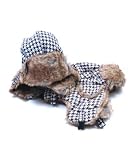 Checker Pattern Faux Fur Bomber Hat with Free Gift Box
