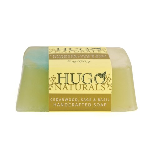 Hugo Naturals Bar Soap, Cedarwood, Sage & Basil , 6-Ounce Bar (Pack of 3)