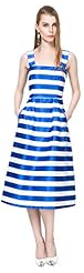 Striped Print Spring 2015 Full-Skirt  Dress