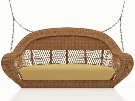 Forever Patio Catalina Outdoor Patio Wicker Swing, Straw Wicker with Gold Sunbrella Cushions (SKU FP-CAT-SW-ST-SW)