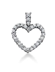 14K Gold Share Prong set Diamond Heart Pendant (0.68 cttw, F - G Color, SI2 Clarity)