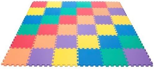 Wonder Mat Non-Toxic Non-Recycled Extra Thick Rainbow Foam, 6 Colors, 36 Pieces by Wonder Mat