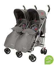 Mothercare Xoob2 Double Stroller - Optical Grey
