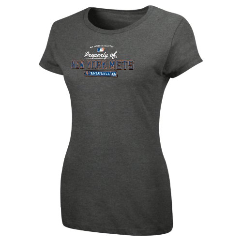 MLB New York Mets Women'S Short Sleeve Crew Neck Tee (Pro Carbon Heather, Large)