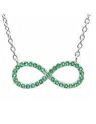 Created Emerald Infinity Necklace in Sterling Silver Adjustable 16-18inch