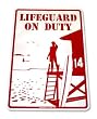 Lifeguard On Duty Red Aluminum Sign