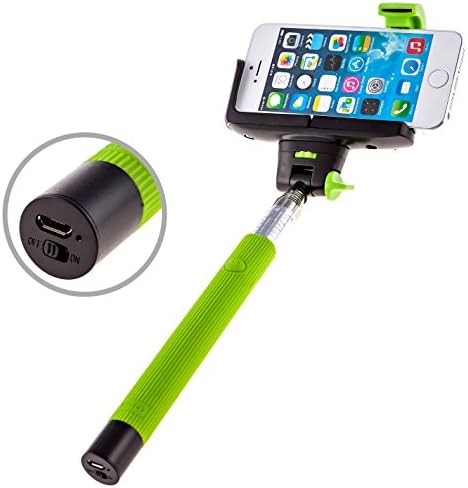 PTDC Selfie Monopod Stick with Built-in Wireless Bluetooth Remote Shutter, Green Arm Extender, Pole Charger | for Iphone 6 6plus 5s 5c 5 4s 4, Samsung S3 S4 S5 S6 Note 4 3 2 and Other Bluetooth Smartphones