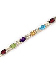 10kt Yellow Gold Oval Multi Color Bracelet.