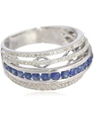 10k White Gold Sapphire and Diamond-Accented Ring, Size 7