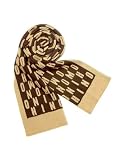 Moschino Dark Plum & Camel Signature Knit Long Scarf