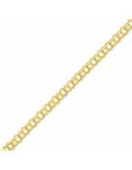 14K Gold Double Link Charm Bracelet 8 Inches