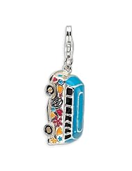 Sterling Silver 3-D Enameled Hippie Bus w/Lobster Claw Clasp Clasp Charm