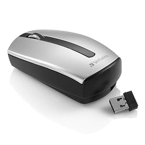 Verbatim 96992 Easy Riser Wireless Notebook Laser Mouse with Nano Receiver- Silver and Black