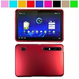 Durable 2 Piece Protective Rubberized Crystal Hard Case Cover for Verizon Wireless New Motorola Xoom Multi-Touch Tablet (Android 3.0 Honeycomb Platform), Red