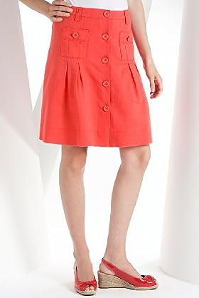 Linen Front Button Pleated Short Skirt £19.50