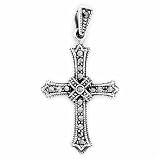 Sterling Silver Gothic X Cross Marcasite Pendant