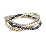 4 Genuine Freshwater Cultured 5mm White, Gray, Pink, and Peacock Pearl Beaded Bead Bracelet Set