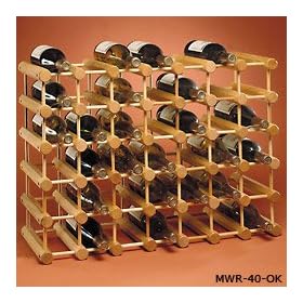 40 Bottle Peg Style Wine Rack: Lacquered Oak Beams and Pins by