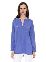 Cortefiel Blusa Fluída Cremallera (Lila)