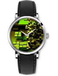 SPRAWL Aanalog Fashion Series Silver Ladies Watches of Genuine Black Leather Strap,Unique Wrist Watch for Women Girls Designed with Cubes in different dimensions