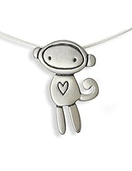 Love Monkey Sterling Silver Charm Necklace