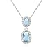 Sterling Silver Simulated Aqua & Cubic Zirconia Double Oval Pendant by Cheline, 18"
