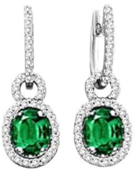 2.70Ct Oval Emerald & Diamond Hoop Earrings 18k Gold