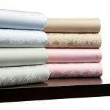 PinzonPrinted&Solid400-Thread-CountSateenCaliforniaKingSheetSets,Setof2,Blue