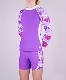 Tuga UPF 50+ Girls Shoreline Long Sleeve Top and Shorts (UV Sun Protective)