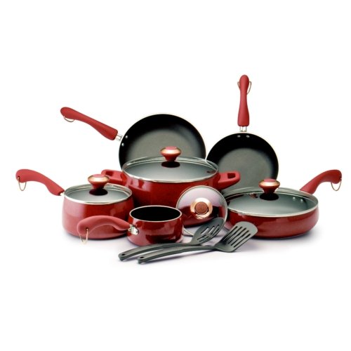 Paula Deen Signature Porcelain Cookware Collection 12 Piece Set Red