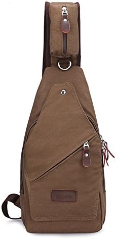Catmacas Vintage Canvas Cell Phone Sling Backpack Sling Chest Pack Menssenger Crossbody Shoulder Bicycle Messenger Bag for Men and Women Brown