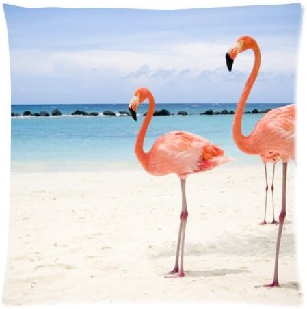 Personalized beautiful pink Flamingos pattern soft Satin bolster case pillowcase,Zipper pillow cases 18"(W)x18"(L)one side
