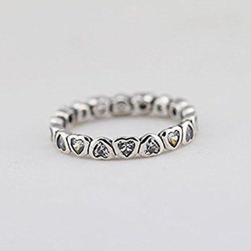 Forever More Heart Ring Fits European Pandora Jewelry Authentic 925 Sterling Silver with Clear Cubic Zirconia (52)