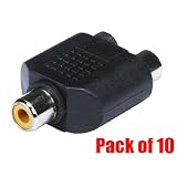iMBAPrice® RCA Video Audio Splitter Adapter [10 Pack] (2 RCA female to 1 RCA female)