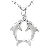 Sterling Silver Two Dolphin Circle Necklace