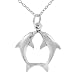 Sterling Silver Two Dolphin Circle Necklace