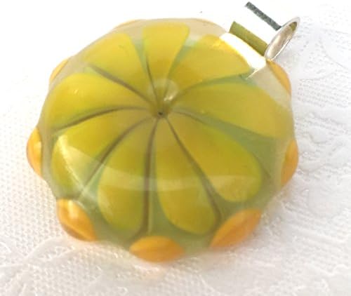 Lampwork glass pendant with yellow flower - handmade lampwork glass bead with sterling silver bail