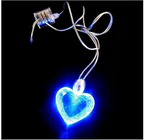LED Blue Magnetic Light Charm Pendant Necklace Light up Hart Necklace, Jewl:LITE