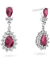 Genuine Pink Tourmaline 14kt White Gold Dangle Drop Earrings
