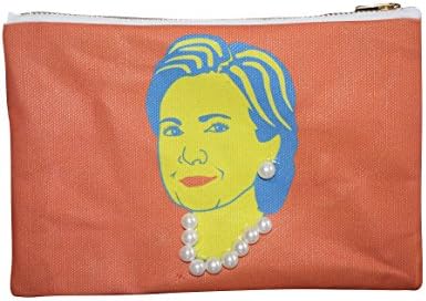 Limited Edition Hillary Clinton Makeup Bag, Wearing Pearls (Orange)